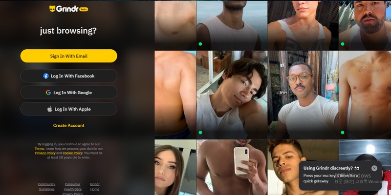 進入Grindr網頁版