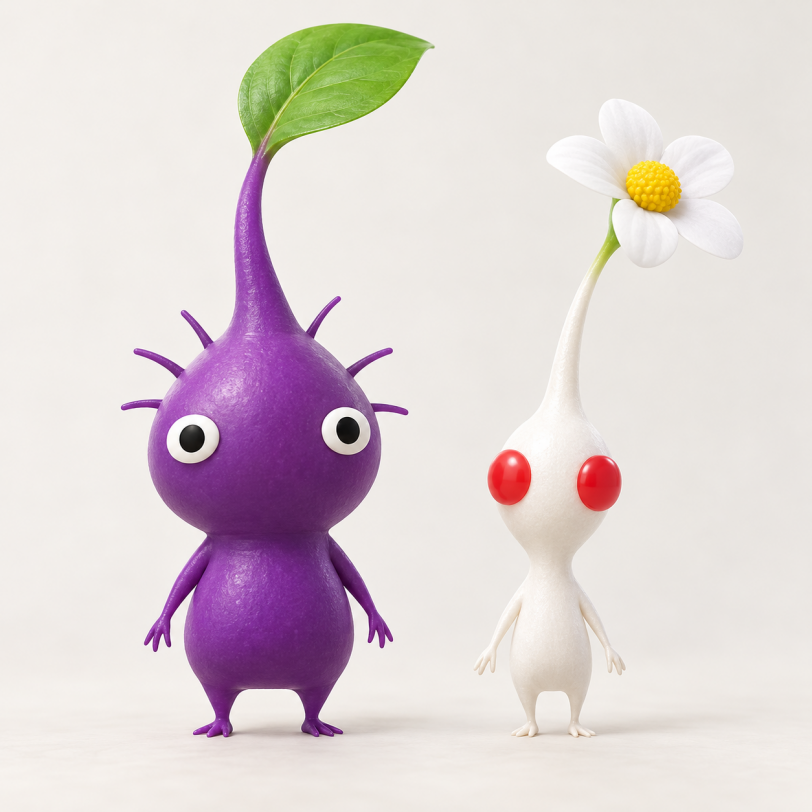 紫色與白色皮克敏花苗
