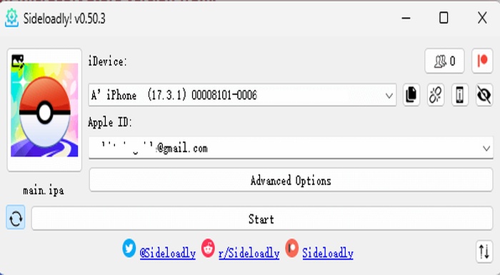 儲存iSpoofer IPA檔案的位置，選擇該檔案後，點擊「開始」 析